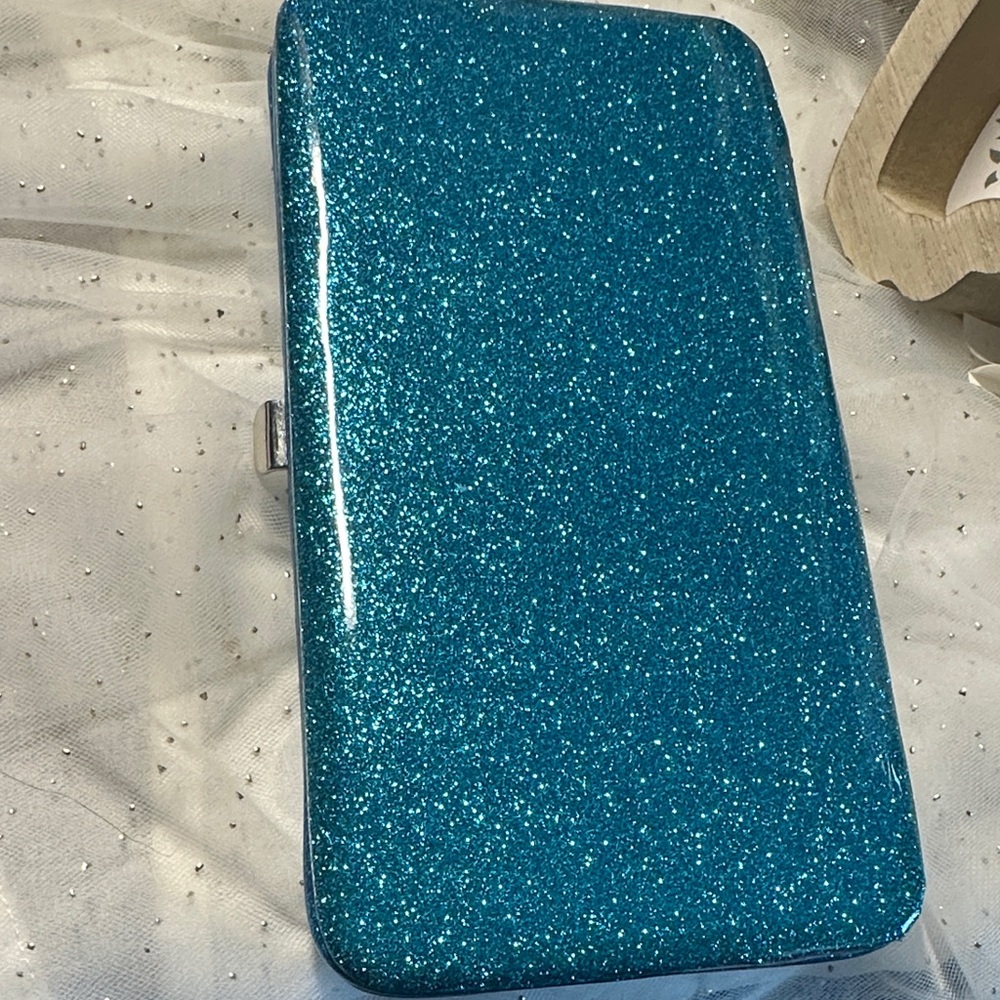 Glittery Blue Clutch Wallet